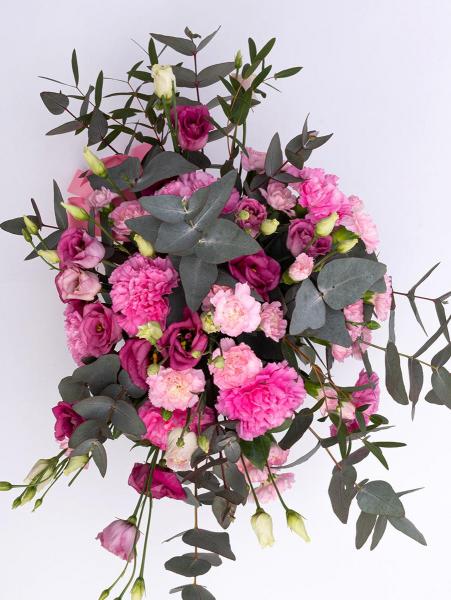 Intensywny róż - eustoma i goździk (duży)
